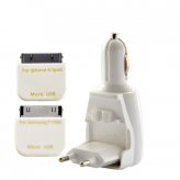 3-in-1 Car/AC/USB Mini Charger for iPhone, iPad, Samsung Galaxy Tab